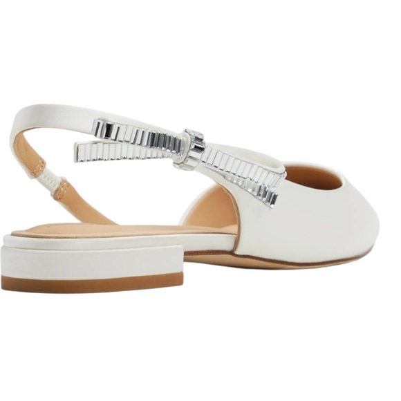 Ted Baker Jane Bow Slingback White Pointed Toe Flats Bridal Shoe NWT Size 10 - Picture 11 of 16